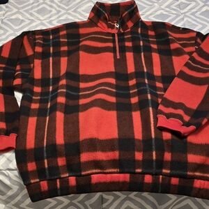 Bugle Boy Red and Black Zip-Up Sweater